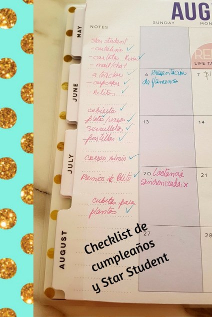 Checklist de cumpleañosy Star Student